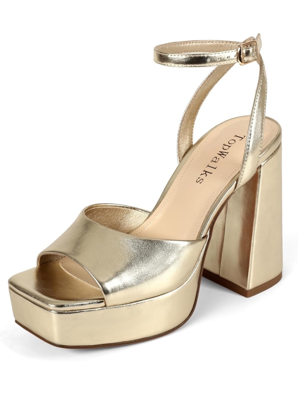 Platform Heels Chunky Heel Platform Sandals Womens Open Toe Ankle Strap 6.5